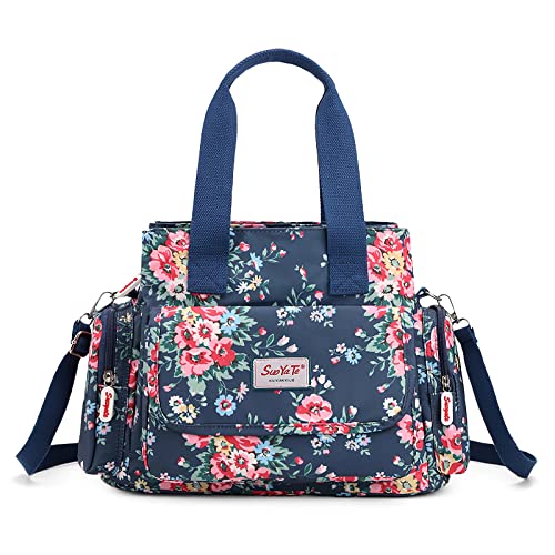 DIRRONA Bunte Damenhandtaschen Modedruck Umhängetasche Multi Pocket Multi Fach Crossbody Bag Beiläufig Umhängetasche Aus Wasserdicht Nylon Reisen Schule Täglicher Gebrauch Damentasche Blaues A von DIRRONA