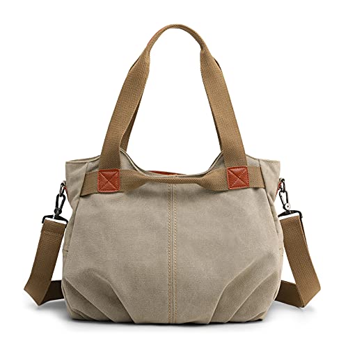 DIRRONA Casual Damen Segeltuch Umhängetasche Groß Kapazität Handtasche Reise Schultertasche Multifunktions Damentasche Damen Segeltuch Tasche Khaki von DIRRONA