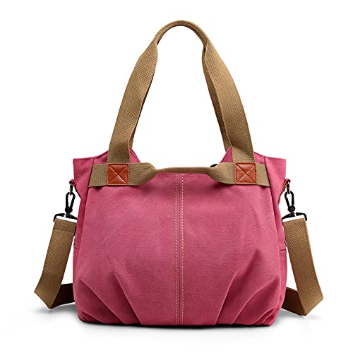 DIRRONA Casual Damen Segeltuch Umhängetasche Groß Kapazität Handtasche Reise Schultertasche Multifunktions Damentasche Damen Segeltuch Tasche Rotes A von DIRRONA