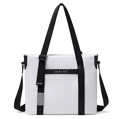 DIRRONA Damen Crossbody Umhängetasche Gross Schultertasche Unisex Einkaufstasche Tragetasche Tote Lässig Wasserdichte Nylon Handtasche Täglich Reisen Schultertasche Multifunktionale Laptop Bag Weiß A von DIRRONA