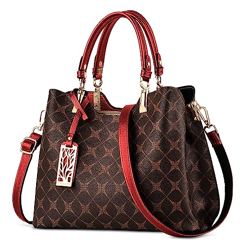 DIRRONA Damen Handtasche Mittel Schultertasche Casual Umhängetasche PU Leder Tasche Shopper Party Top Tragetasche Eleganter Druck Frauen Henkeltaschen Mit Anhänger von DIRRONA