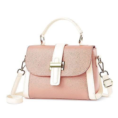 DIRRONA Damen Handtasche Mode Crossbody Bag Kleine Henkeltasche Umhängetasche Damen Casual Handtasche Party Reisen Arbeiten Dating Umhängetaschen Pu Leder Täglich Top Griff Tasche Rosa von DIRRONA