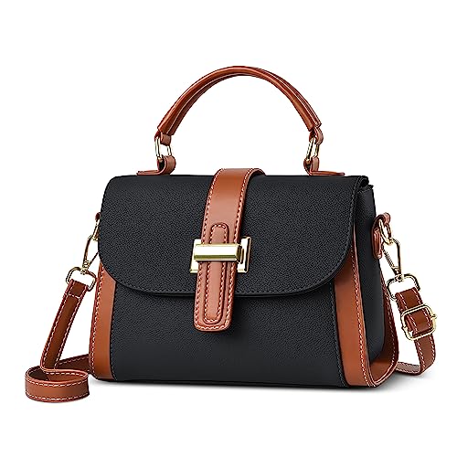 DIRRONA Damen Handtasche Mode Crossbody Bag Kleine Henkeltasche Umhängetasche Damen Casual Handtasche Party Reisen Arbeiten Dating Umhängetaschen Pu Leder Täglich Top Griff Tasche Schwarz von DIRRONA