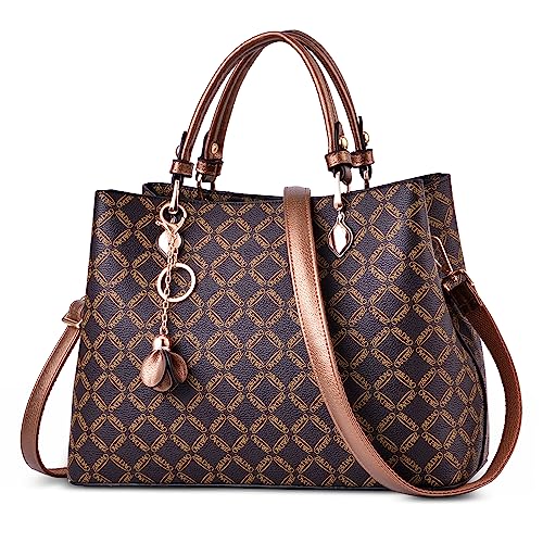 DIRRONA Damen Handtasche Mode Große Schultertasche Travelling Crossbody Tasche Casual Umhängetaschen Party Hochzeit Tasche Pu Leder Top Griff Tasche Mehrere Taschen Damenhandtaschen Gold A von DIRRONA