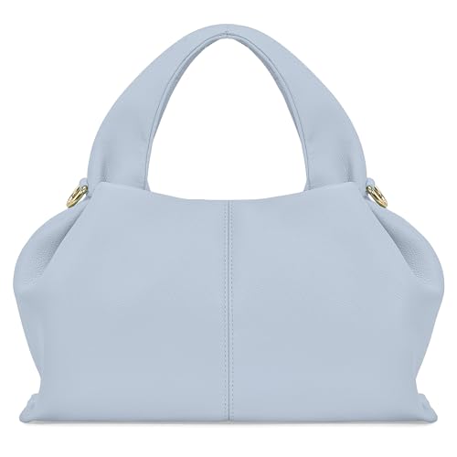 DIRRONA Damen Handtasche Schultertasche Crossbody Tote Tasche Verstellbarer Riemen Dumpling Stil PU-Leder schick für Büro Stadt Freizeit Geschenk Reise Blau von DIRRONA