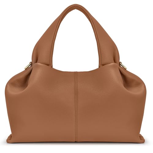 DIRRONA Damen Handtasche Schultertasche Crossbody Tote Tasche Verstellbarer Riemen Dumpling Stil PU-Leder schick für Büro Stadt Freizeit Geschenk Reise Braun von DIRRONA