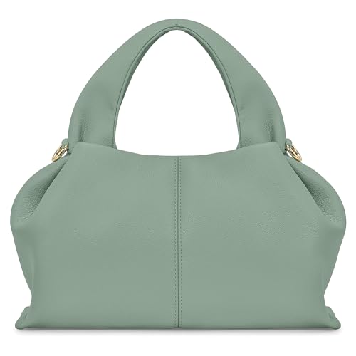 DIRRONA Damen Handtasche Schultertasche Crossbody Tote Tasche Verstellbarer Riemen Dumpling Stil PU-Leder schick für Büro Stadt Freizeit Geschenk Reise Grün von DIRRONA