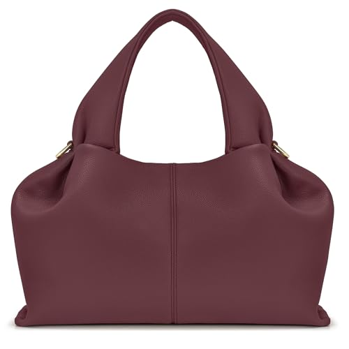 DIRRONA Damen Handtasche Schultertasche Crossbody Tote Tasche Verstellbarer Riemen Dumpling Stil PU-Leder schick für Büro Stadt Freizeit Geschenk Reise Rot von DIRRONA