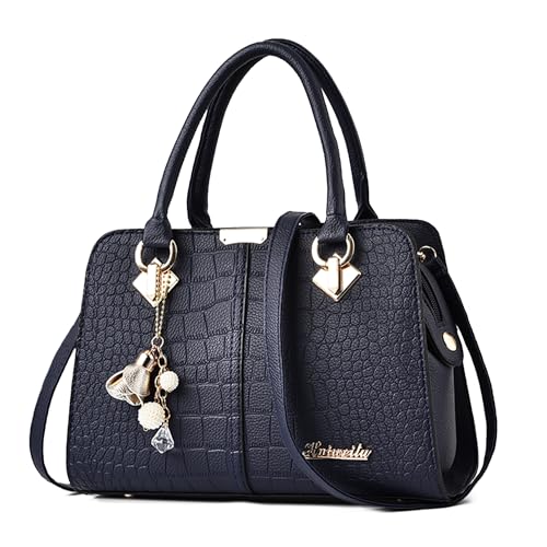 DIRRONA Damen Handtasche Umhängetasche Groß Kapazität Beiläufig Frauen Schultertasche PU Leder Einkauf Damen Multifunktionale Schultertasche Blaues B von DIRRONA