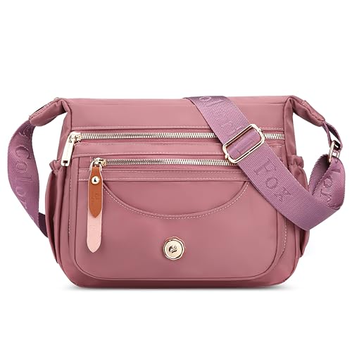 DIRRONA Damen Mode Einfach Umhängetasche Lässig Crossbody Tasche Mehrere Taschen Nylon Wasserdicht Schultertasche Einkaufen Arbeiten Sport Urlaub Mittel Frauen Messenger Bag Lila von DIRRONA