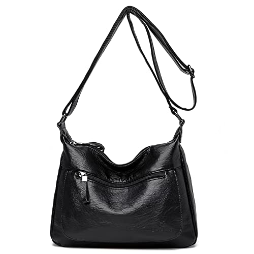 DIRRONA Damen Mode Elegant Umhängetasche Damen Messenger Wasserdicht PU Leder Frauentasche Geeignet Reise Arbeiten Täglicher Gebrauch Schwarz von DIRRONA