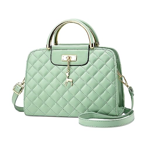 DIRRONA Damen Mode Umhängetasche Casual Reisen Crossbody Bag Pu Leder Party Arbeiten Dating Handtasche Shopper Umhängetasche Schultertasche Für Frauen Mit Niedlich Hirschanhänger Grün von DIRRONA