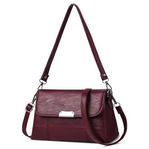 DIRRONA Damen Mode Umhängetasche Pu Leder Achseltaschen Klein Crossbody Bag Lässige Handtasche für Reisen Dating Arbeiten Party Frauen Schultertasche mit 2 Schultergurte Rot A DIRRONA Damen Mode Umhängetasche Pu Leder Achseltaschen Klein Crossbody Bag Lässige Handtasche für Reisen Dating Arbeiten Party Frauen Schultertasche mit 2 Schultergurte Rot A von DIRRONA