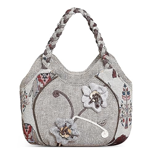 DIRRONA Damen Modische Tragetasche - Lässige Alltags- und Partyhandtasche für Reisen und Arbeit - Vintage Canvas Henkeltasche mit Bestickung in Grau von DIRRONA