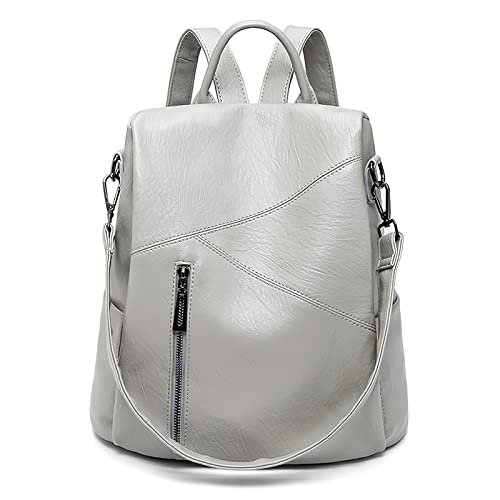 DIRRONA Damen Rucksack Beiläufig Diebstahlschutz Daypack Reise Wasserdicht Büro Geschäftsreise PU Leder Cabrio Multifunktion Große Rucksack Schultertaschen Grau von DIRRONA