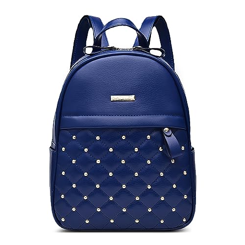 DIRRONA Damen Rucksack Damentasche Schultertasche Rucksack Mittel Mode Cityrucksack Frauen Umhängetasche Lässig Travel Arbeit Party rucksäcke Wasserdicht PU Leder Schulrucksack Blau von DIRRONA