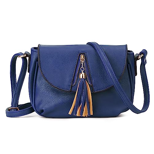 DIRRONA Damen Umhängetasche Mittel Mode Crossbody Bag Frauen Schultertasche Täglich Casual Wasserdicht Pu Leder Tasche Reisen Dating Arbeiten Party Frauentasche Umhängetaschen Blau von DIRRONA