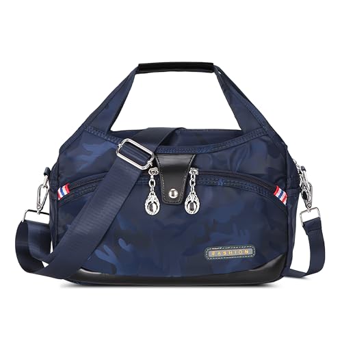 DIRRONA Damen Umhängetasche Multi Pocket Crossbody Bag Schultertaschen Leicht Handtasche Waterproof Nylon Reisen Täglicher Gebrauch Damentasche Blau A von DIRRONA