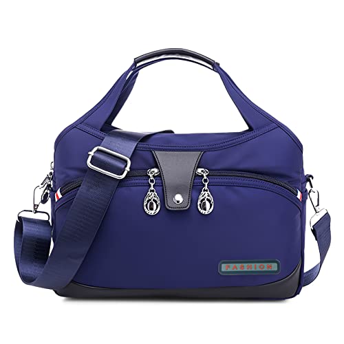 DIRRONA Damen Umhängetasche Multi Pocket Crossbody Bag Schultertaschen Leicht Handtasche Waterproof Nylon Reisen Täglicher Gebrauch Damentasche Blau von DIRRONA