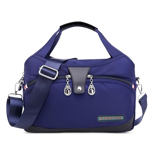 DIRRONA Damen Umhängetasche Multi Pocket Crossbody Bag Schultertaschen Leicht Handtasche Waterproof Nylon Reisen Täglicher Gebrauch Damentasche Blau von DIRRONA