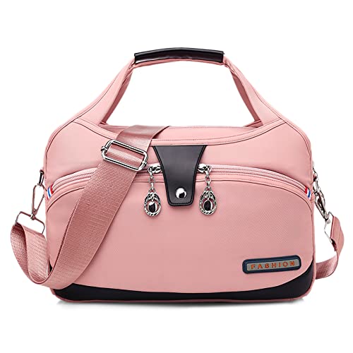 DIRRONA Damen Umhängetasche Multi Pocket Crossbody Bag Schultertaschen Leicht Handtasche Waterproof Nylon Reisen Täglicher Gebrauch Damentasche Rosa von DIRRONA