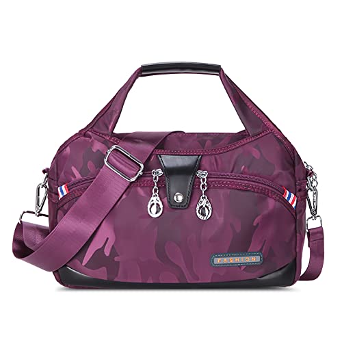 DIRRONA Damen Umhängetasche Multi Pocket Crossbody Bag Schultertaschen Leicht Handtasche Waterproof Nylon Reisen Täglicher Gebrauch Damentasche Violett A von DIRRONA