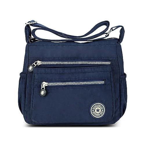 DIRRONA Damen Umhängetaschen Mode Crossbody Schulter Diagonal Tasche Mittel Wasserdicht Nylon Damen Umhängetasche Messengertasche Casual Travelling Arbeiten Damen Crossbody Tasche Blau von DIRRONA