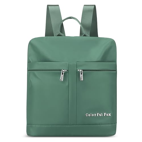 DIRRONA Einfach Damen Rucksack Leicht Schultertaschen Reisen Arbeiten Schule Freizeit Diebstahlschutz Tagesrucksack Mehrere Taschen Nylon Wasserdicht Täglich Mode Rucksäcke Grün von DIRRONA