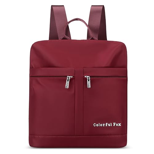 DIRRONA Einfach Damen Rucksack Leicht Schultertaschen Reisen Arbeiten Schule Freizeit Diebstahlschutz Tagesrucksack Mehrere Taschen Nylon Wasserdicht Täglich Mode Rucksäcke Rot von DIRRONA