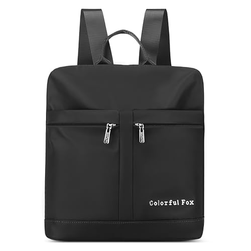 DIRRONA Einfach Damen Rucksack Leicht Schultertaschen Reisen Arbeiten Schule Freizeit Diebstahlschutz Tagesrucksack Mehrere Taschen Nylon Wasserdicht Täglich Mode Rucksäcke Schwarz von DIRRONA