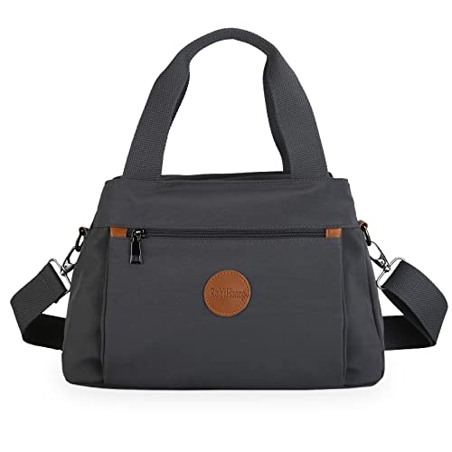 DIRRONA Einfach Damen Segeltuch Umhängetasche Frauentasche Handtasche Casual Reise Schultertasche Multi Tasche Umhängetaschen Damen Nylon Tasche Grau A von DIRRONA