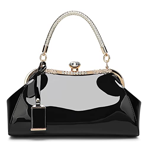 DIRRONA Elegant Damen Handtasche Retro Damen Umhängetasche Shopper Lässig Tote Bag PU Leder Tasche Clutch Bag Party Hochzeit Rezeption Abendessen Tasche Mit Strasssteinen von DIRRONA