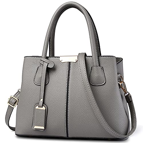 DIRRONA Elegant Damen Handtasche Schultertasche Groß Kapazität Umhängetasche Beiläufig Reise Taschen Wasserdicht PU Leder Frauen Umhängetasche Grau UND von DIRRONA