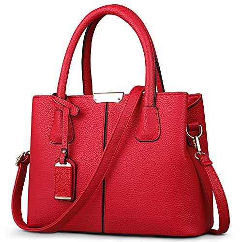 DIRRONA Elegant Damen Handtasche Schultertasche Groß Kapazität Umhängetasche Beiläufig Reise Taschen Wasserdicht PU Leder Frauen Umhängetasche Rot von DIRRONA