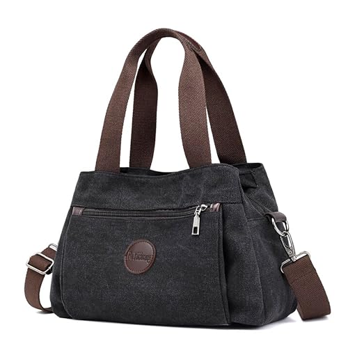 DIRRONA Canvas Tasche Damen – Vintage Handtasche Damen, Große Umhängetasche mit Mehreren Fächern, Verstellbare Schultergurte, Casual Schultertasche für Reise, Arbeit, Alltag & Diebstahlschutz von DIRRONA