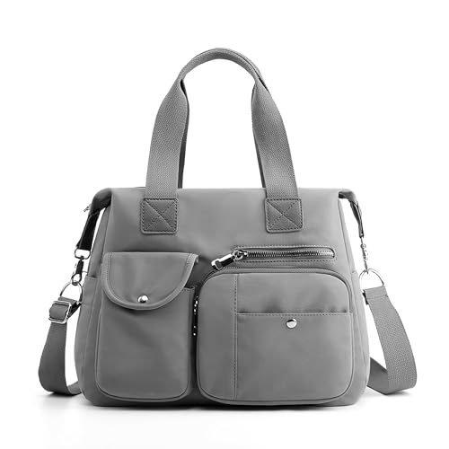 DIRRONA Umhängetasche Damen Groß – Handtaschen für Damen mit vielen Fächern, Shopper Tasche Damen, Stadttasche mit abnehmbarem Schultergurt – ideal für Uni, Arbeit, Reisen & Freizeit Aschgrau von DIRRONA