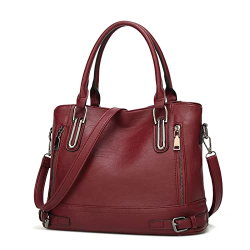 DIRRONA Klassisch Damen Handtaschen Frau Umhängetasche Beiläufig Reise Täglicher Working Shopping Gebrauch Schultertasche Frauen Groß Rot von DIRRONA