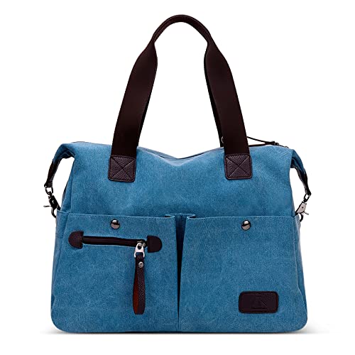 DIRRONA Mode Damen Canvas Handtasche Canvas Schultertasche Beiläufig Hobo Tasche Schule Einkaufen Multi Tasche Umhängetaschen Täglich Segeltuch Tasche Blau A von DIRRONA