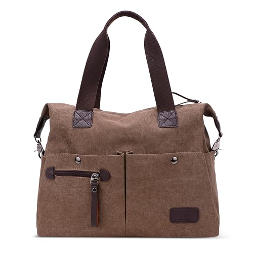 DIRRONA Mode Damen Canvas Handtasche Canvas Schultertasche Beiläufig Hobo Tasche Schule Einkaufen Multi Tasche Umhängetaschen Täglich Segeltuch Tasche Braun A von DIRRONA