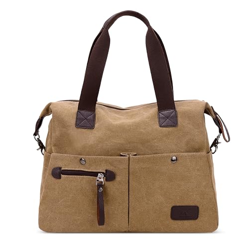 DIRRONA Mode Damen Canvas Handtasche Canvas Schultertasche Beiläufig Hobo Tasche Schule Einkaufen Multi Tasche Umhängetaschen Täglich Segeltuch Tasche Khaki von DIRRONA