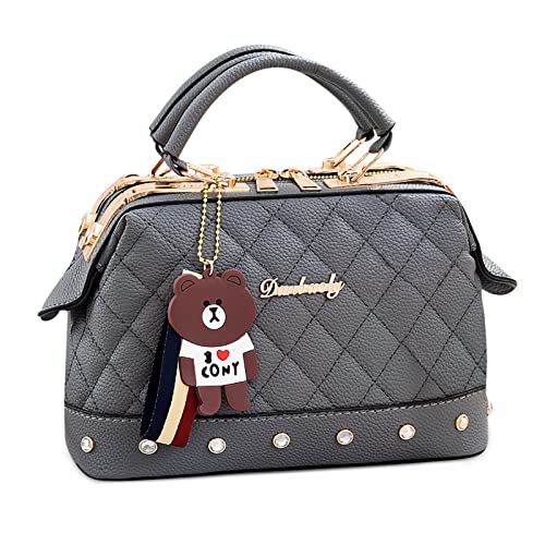 DIRRONA Mode Damen Handtasche Niedlich Schultertasche Lässig Crossbody Tasche Reisen Party PU Leder Frauentasche Grau von DIRRONA