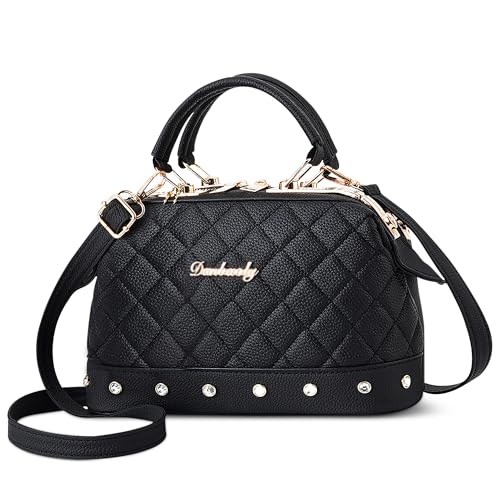 DIRRONA Mode Damen Handtasche Niedlich Schultertasche Lässig Crossbody Tasche Reisen Party PU Leder Frauentasche Schwarz von DIRRONA