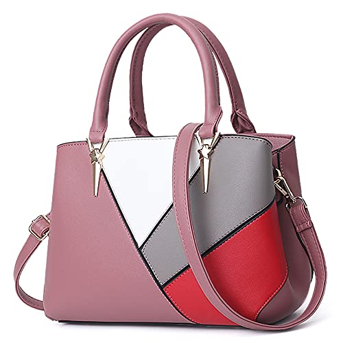 DIRRONA Damen Handtasche Mode Umhängetasche Groß Kapazität Zwanglos Schultertasche Wasserdicht PU Leder Reise Ferien Taschen Mode Shopper Tasche Einkaufstasche 4 Farbiges Patchwork Design von DIRRONA