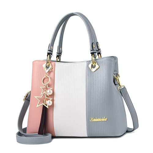 DIRRONA Mode Damen Handtaschen Elegant Umhängetasche Damen Messenger Kunstleder Obere Tragetasche Quaste Anhänger Geeignet Reise Arbeiten Täglicher Gebrauch Grau von DIRRONA