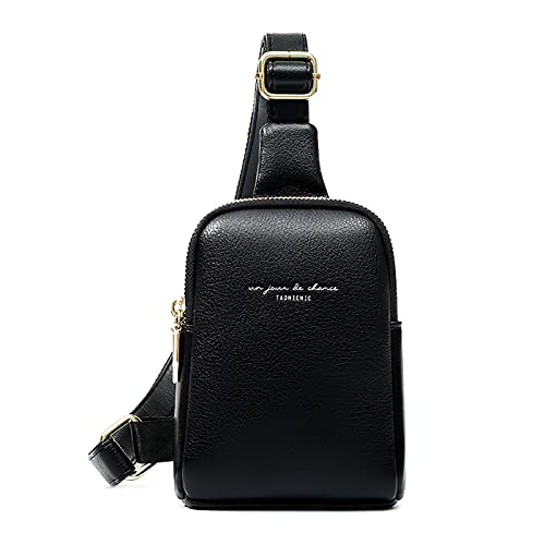 DIRRONA Mode Damen Kleine Umhängetasche Brusttasche lässig Damen Umhängetasche Wasserdicht PU Leder Crossbody Umhängetasche Verstellbarer Geeignet für Outdoor Radfahren Reisen Schwarz von DIRRONA