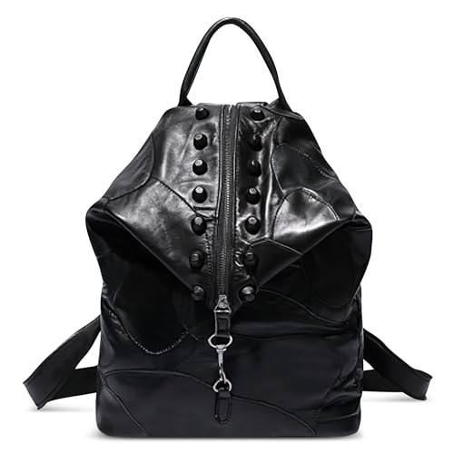 DIRRONA Mode Diebstahlschutz Damen Rucksack Multifunktional Umhängetasche Lässig Elegant Rucksack für Reisen Arbeit Einkaufen Dating Schule Echtes Leder Cityrucksack Schwarz von DIRRONA