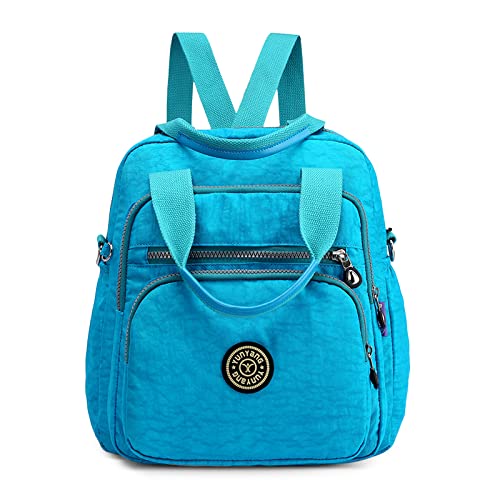 DIRRONA Modischer Damenrucksack Bunte Damen Umhängetasche Multi Pocket Crossbody Bag Leicht Handtasche Nylon Reisen Schule Täglicher Gebrauch Damentasche Blau A von DIRRONA