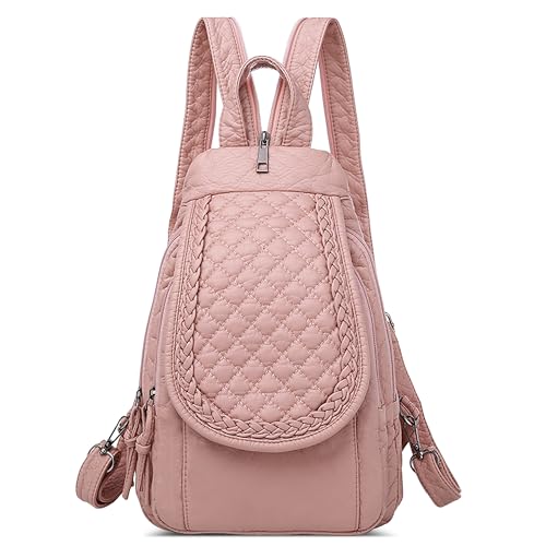 DIRRONA Rucksack Damen Beiläufig Kleine Brusttasche für Damen Multifunktionale Reise Wasserdicht Schultertaschen Draussen Weich PU Leder Damen Handtasche Große Kapazität BrusttascheRosa B von DIRRONA