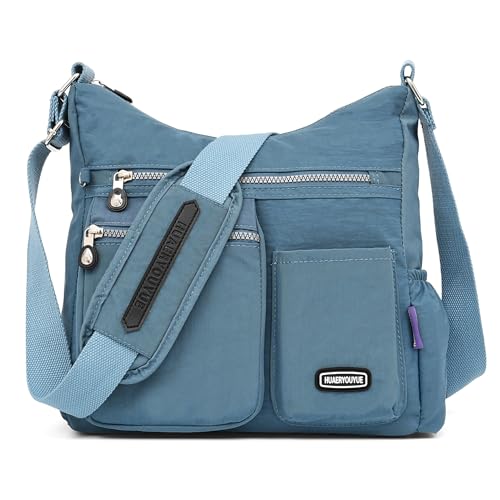 DIRRONA Umhängetasche Damen Casual Groß Kapazität Schultertasche Wasserdicht Damen Reise Arbeit Lässig Täglich Nylon Handtasche Multi Tasche Damen Messenger Bag Blau C von DIRRONA