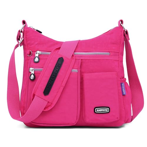 DIRRONA Umhängetasche Damen Casual Groß Kapazität Schultertasche Wasserdicht Damen Reise Arbeit Lässig Täglich Nylon Handtasche Multi Tasche Damen Messenger Bag Rot A von DIRRONA